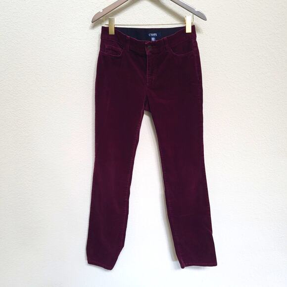 Chaps Corduroy Pants Womens 6 Straight Leg Burgundy Maroon Casual Fall Winter - Picture 1 of 10